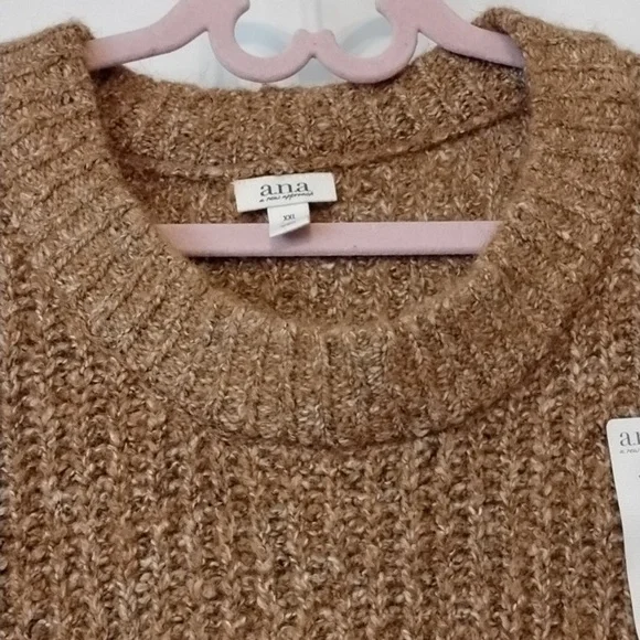 a.n.a Women's Brown Sugar Marl Round Neck Sweater, Size: XXL, NWT - Picture 4 of 8
